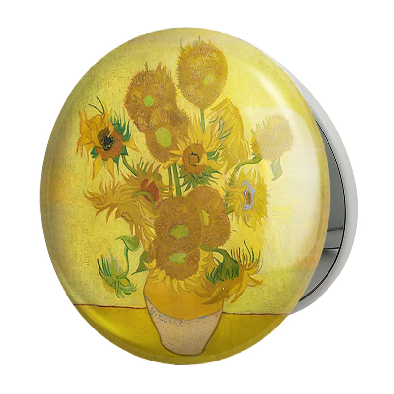 آینه جیبی خندالو طرح گلدان آفتابگردان ونسان ونگوگ (Van Gogh) مدل تاشو کد 36819