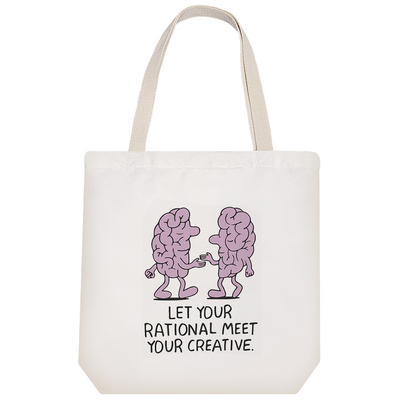 ساک خرید پارچه ای خندالو طرح Let Your Rational Meet Your Creative مدل توت بگ کد 6694