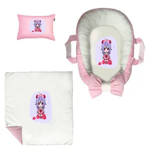 سرویس خواب سه تکه نوزاد ناریکو مدل گارد محافظ دار طرح دختر بچه کد 0254