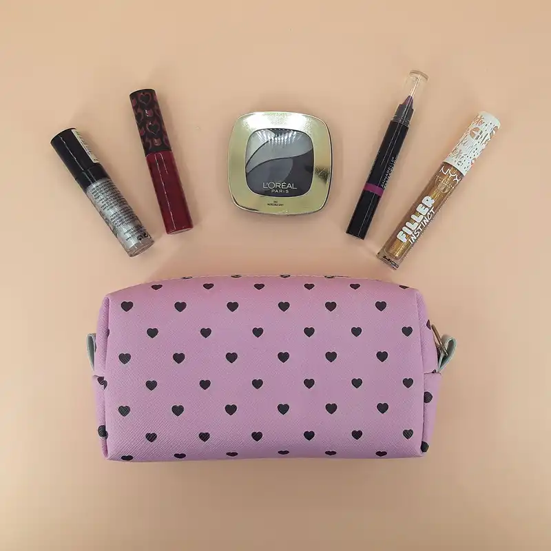 کیف لوازم آرایش زنانه مکعبی طرح قلب مدل PK-013