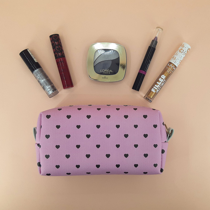 کیف لوازم آرایش زنانه مکعبی طرح قلب مدل PK-013