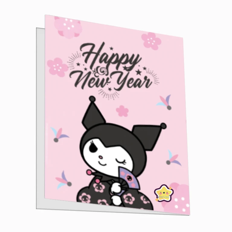 کارت پستال کیوت استار مدل تبریک سال نو طرح کرومی مجموعه 2 عددی