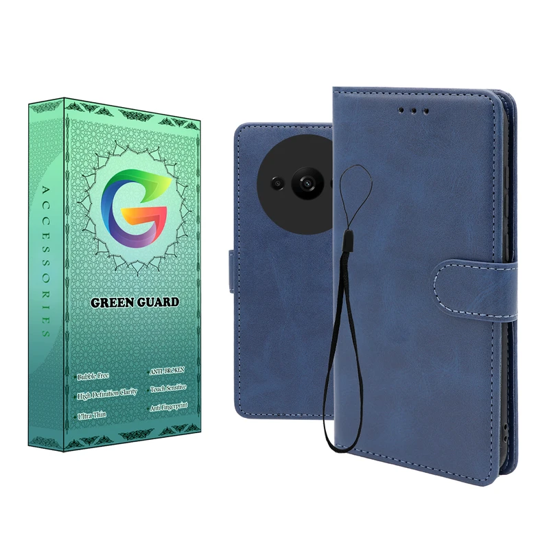 کیف کلاسوری گرین گارد طرح چرمی مدل Landing کد 03 مناسب برای گوشی موبایل شیائومی Redmi A3 به همراه بند آویز