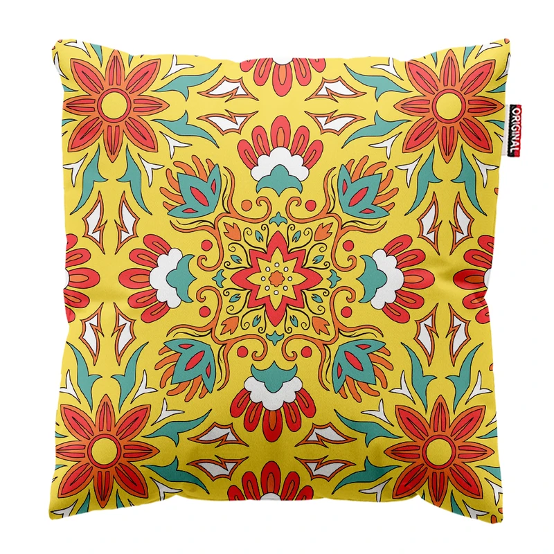 کوسن پاد آفرین مدل سنتی طرح گلیم فرش کد PK402223 سایز 40*40 سانتی متر