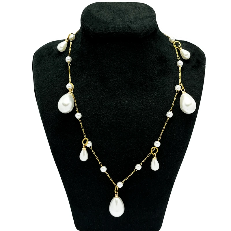 گردنبند زنانه گالری عزیزی مدل tears pearl