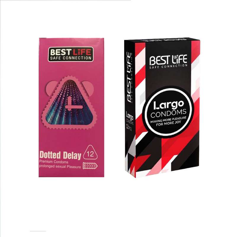 کاندوم بست لایف مدل Largo بسته 12 عددی به همراه کاندوم بست لایف مدل Dotted Delay بسته 12 عددی