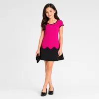 پیراهن آستین تا روی شانه یقه گرد دخترانه مدل ساده