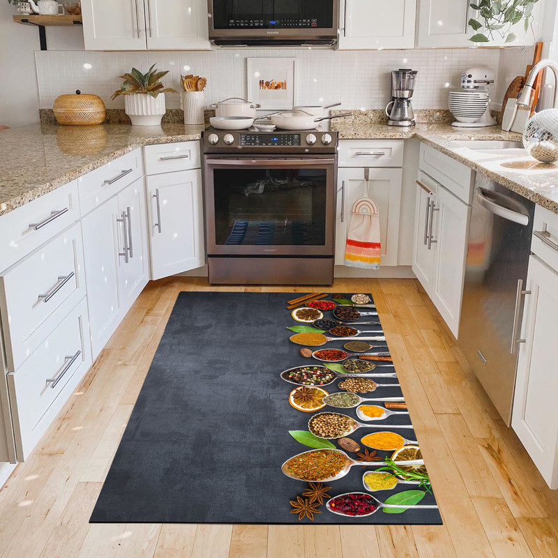 فرش پارچه ای مدل آشپزخانه طرح قاشق ادویه 6026