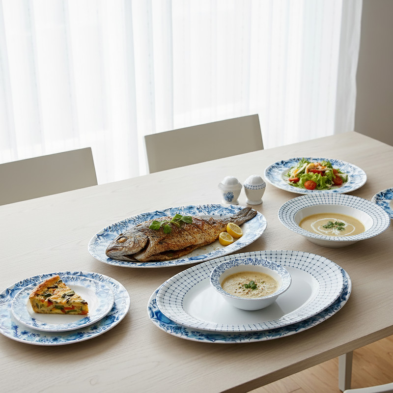 سرویس غذاخوری 29 پارچه 6 نفر چینی زرین ایران مدل نئوکلاسیک آراگل درجه عالی