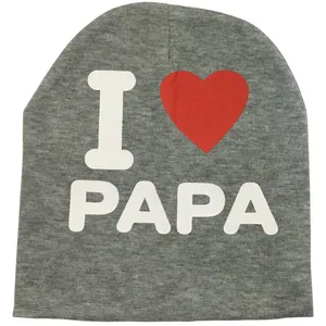 کلاه بچگانه مدل i love papa رنگ طوسی