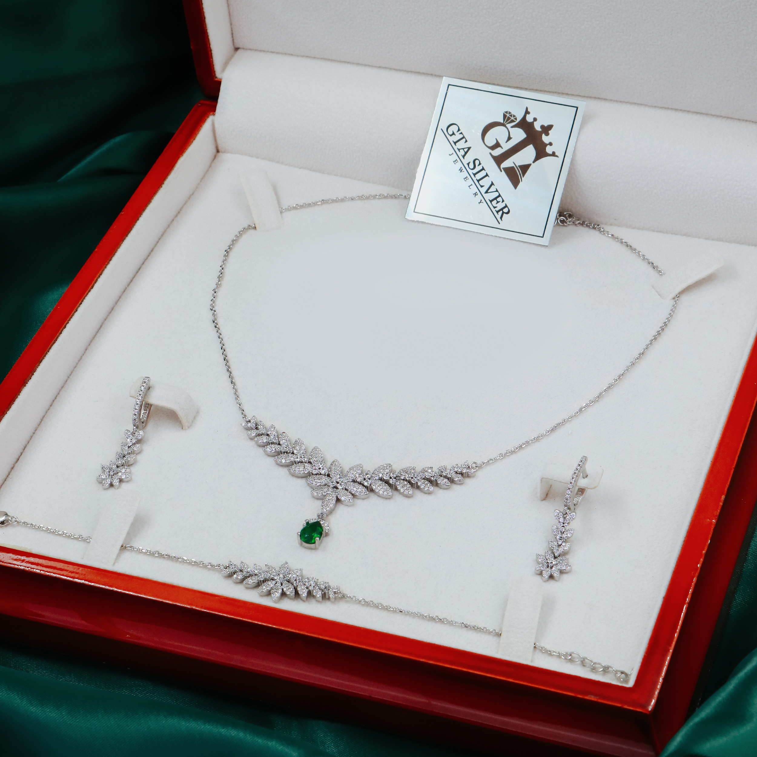 نیم ست نقره زنانه جی تی ای مدل زنجیری