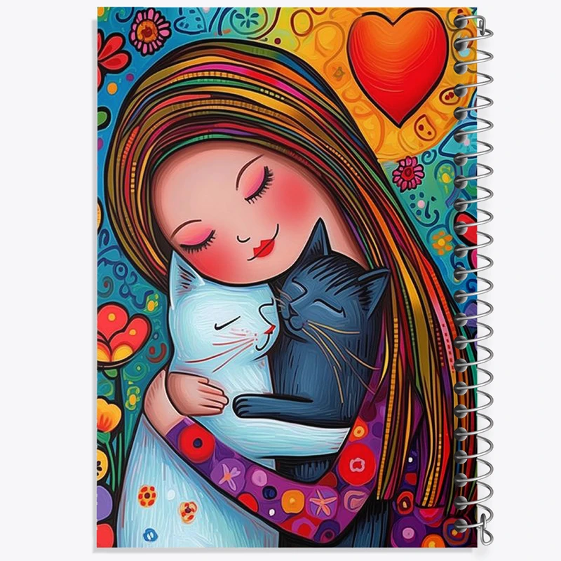 دفتر نقاشی 50 برگ خندالو طرح دختر و گربه کد N1915