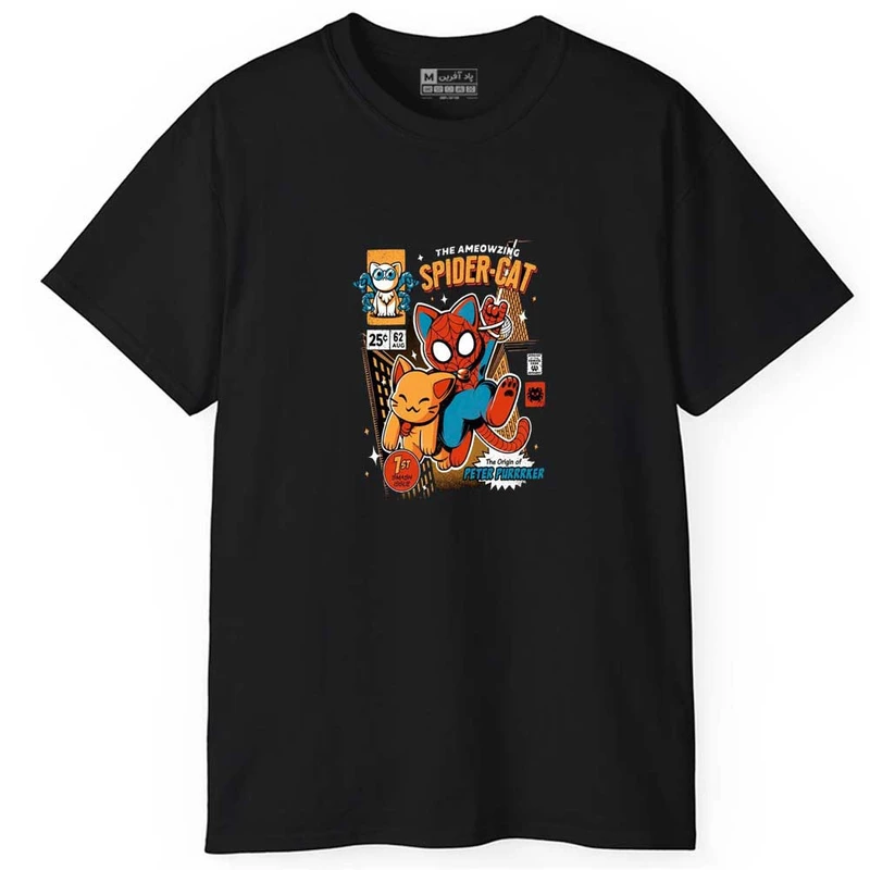 تی شرت آستین کوتاه مردانه پاد آفرین مدل اسپرت طرح مردعنکبوتی کد 1008