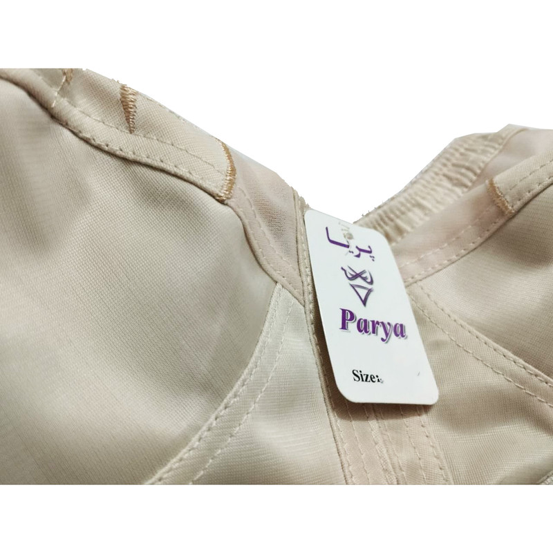 سوتین زنانه پریا مدل مادام کش پهن گلدوزی رنگ کرم