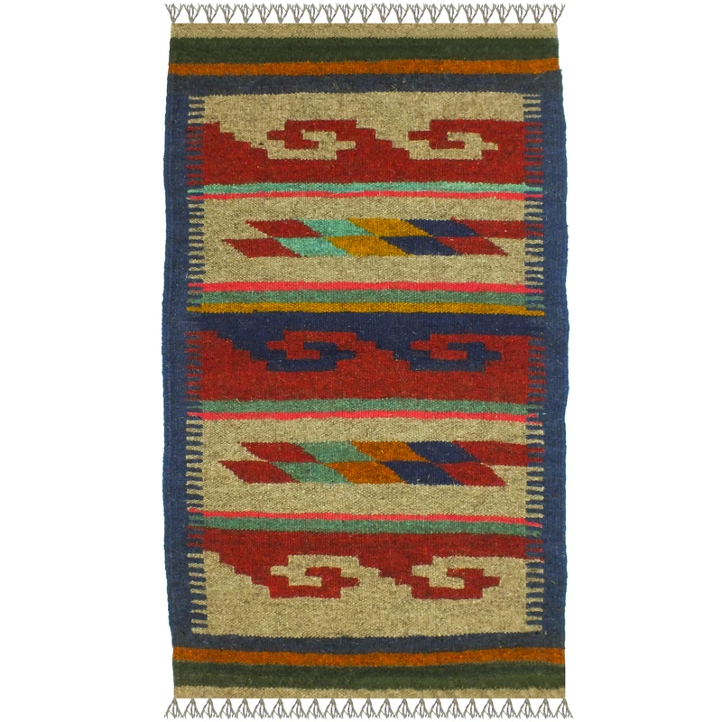 گلیم دستبافت یک متر مدل پادری شیراز کد 1715 زمینه الوان