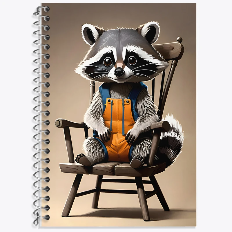 دفتر زبان 50 برگ خندالو مدل سه خط طرح راکون بامزه کد F7501