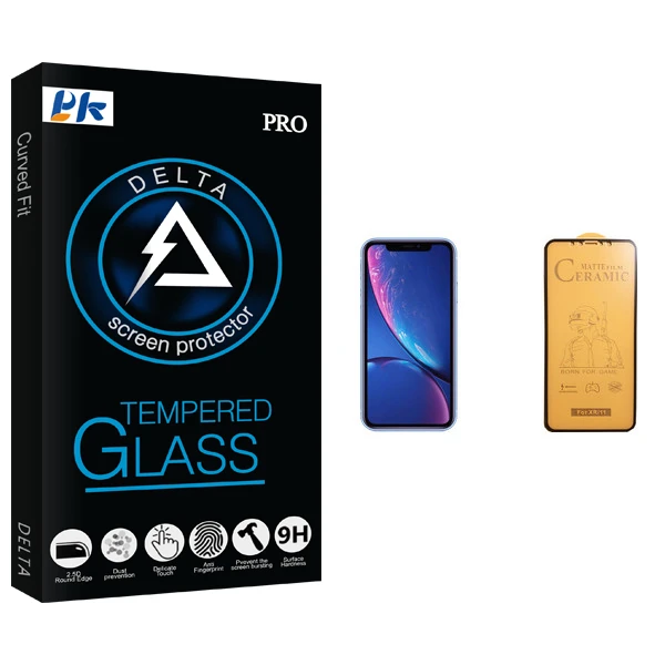 محافظ صفحه نمایش سرامیکی پی کی مدل Delta Glass مناسب برای گوشی موبایل اپل iPhone XR