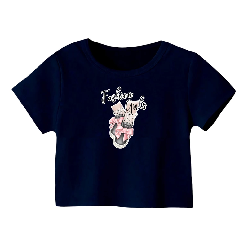 کراپ‌ تی‌شرت آستین کوتاه زنانه مدل کتونی کد 3