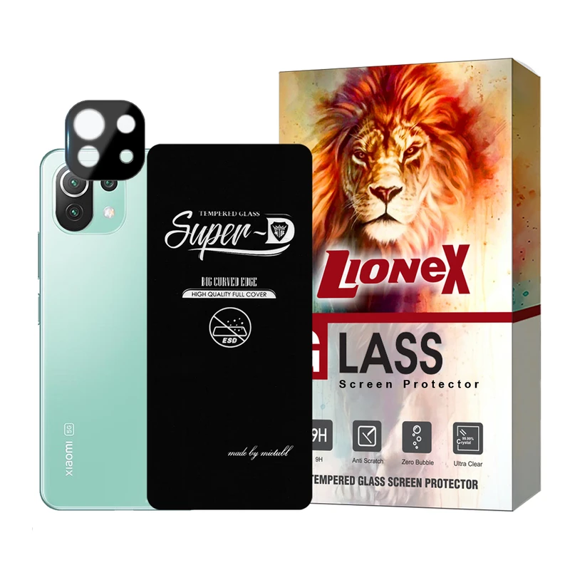 محافظ صفحه نمایش لایونکس مدل SUPLNFULI مناسب برای گوشی موبایل شیائومی Mi 11 Lite 4G / Mi 11 Lite 5G / Mi 11 Lite 5G NE به همراه محافظ لنز گوشی