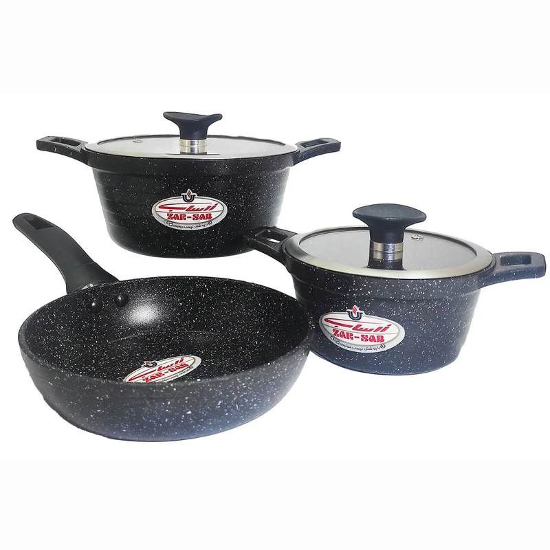 سرویس قابلمه و تابه گرانیتی  5 پارچه زرساب مدل لایم LI-8330