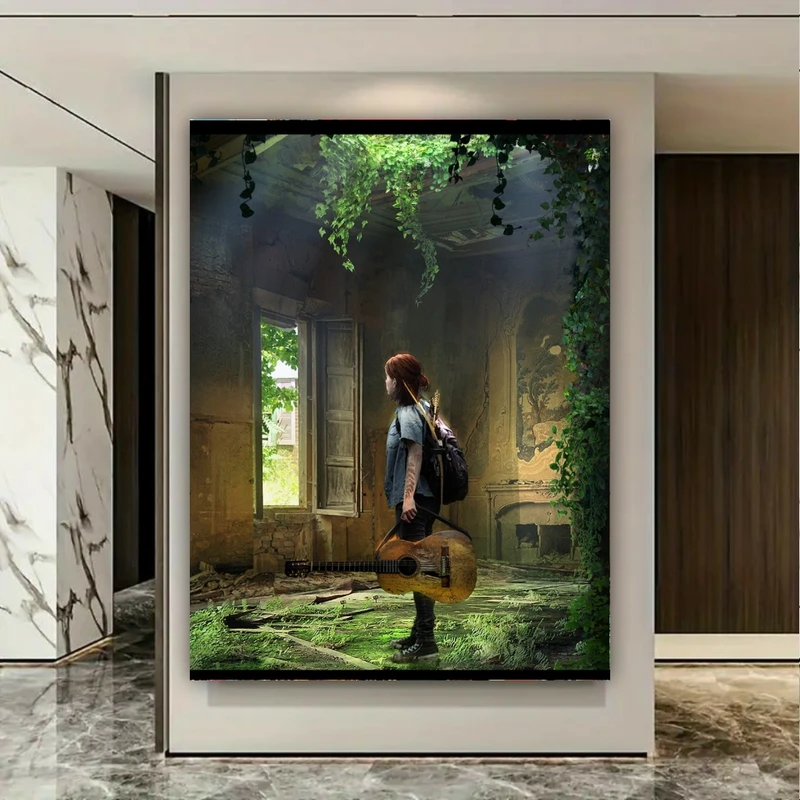  تابلو بوم طرح مخمل گیتار مدل دختر تنها کد GR1846