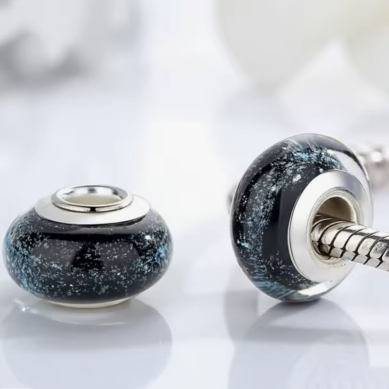 آویز گردنبند نقره زنانه پاندورا مدل Wavy dark blue murano 65164