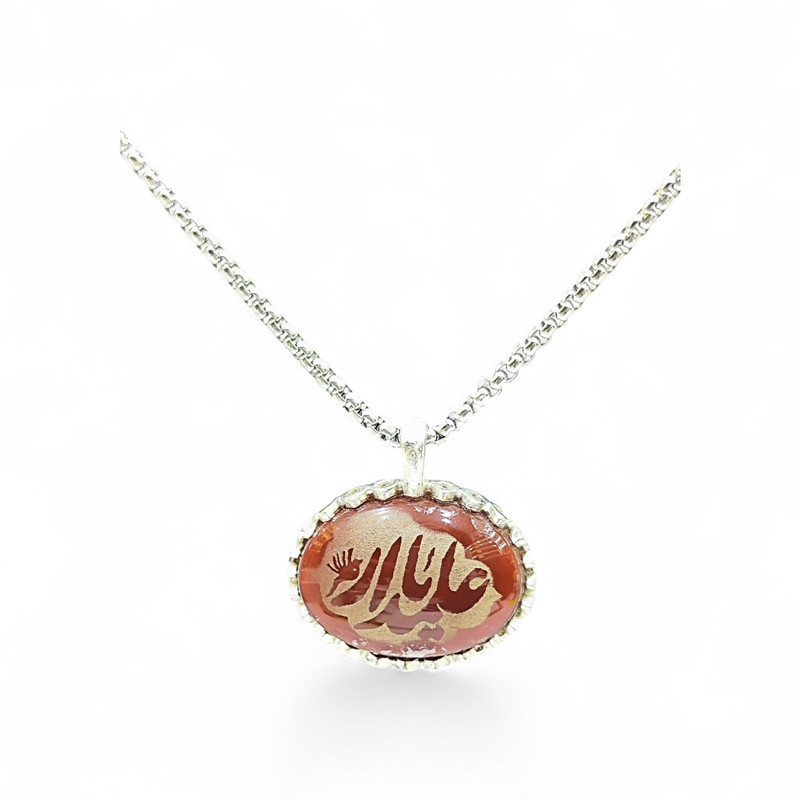 گردنبند مردانه مدل سنگ عقیق خطی کد 61020