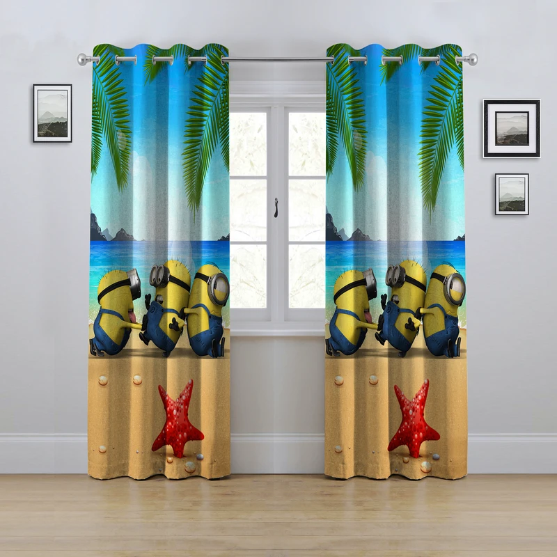 پرده مدل پانچی طرح کودکانه مینیون سایز 280x145 سانتی متر