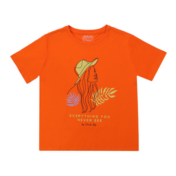 تی شرت آستین کوتاه زنانه هلکاپاژ مدل دختر جذاب