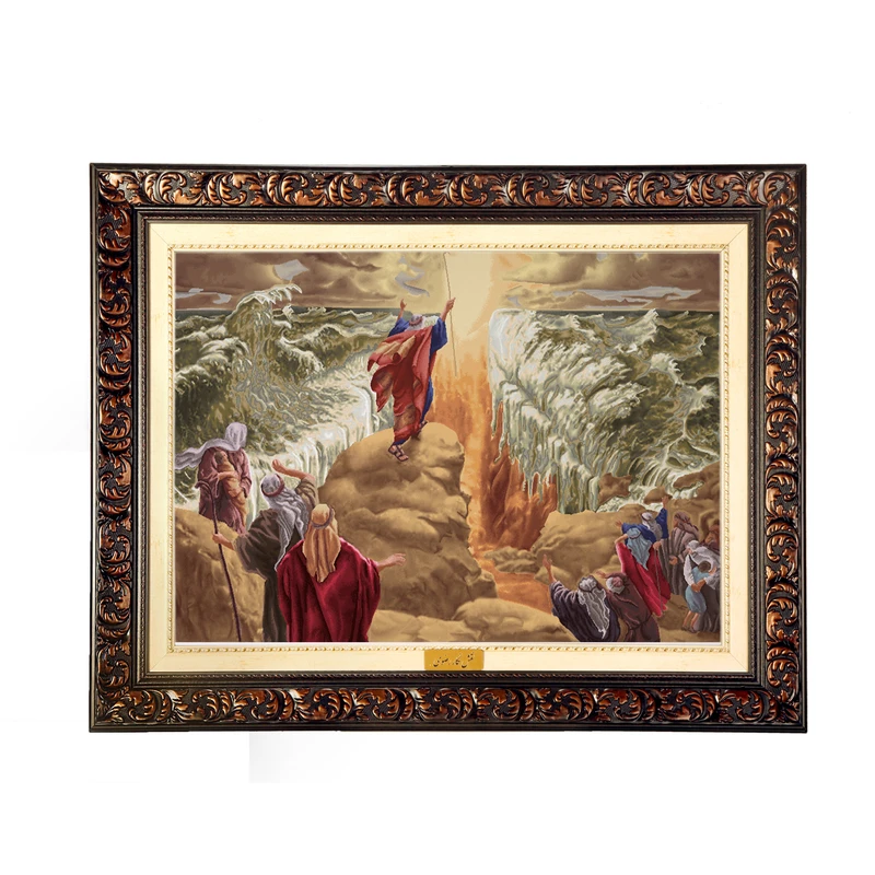 تابلو فرش ماشینی نقش نگار رضوی طرح داستان موسی کد 888D