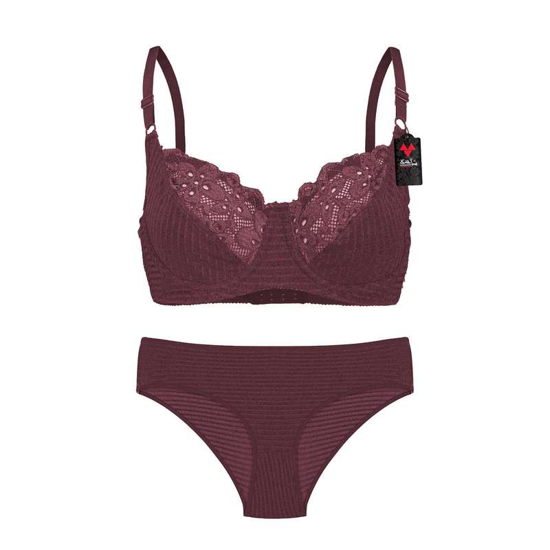 ست شورت و سوتین زنانه شباهنگ مدل  MATCH رنگ زرشکی