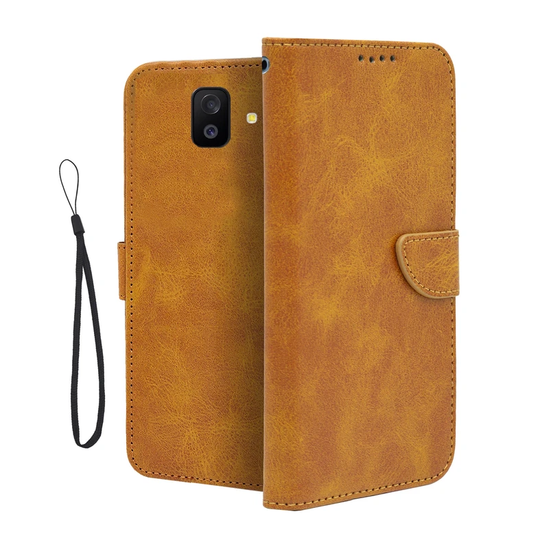 کیف کلاسوری مدل بنددار مناسب برای گوشی موبایل سامسونگ Galaxy J6 Plus به همراه بندآویز