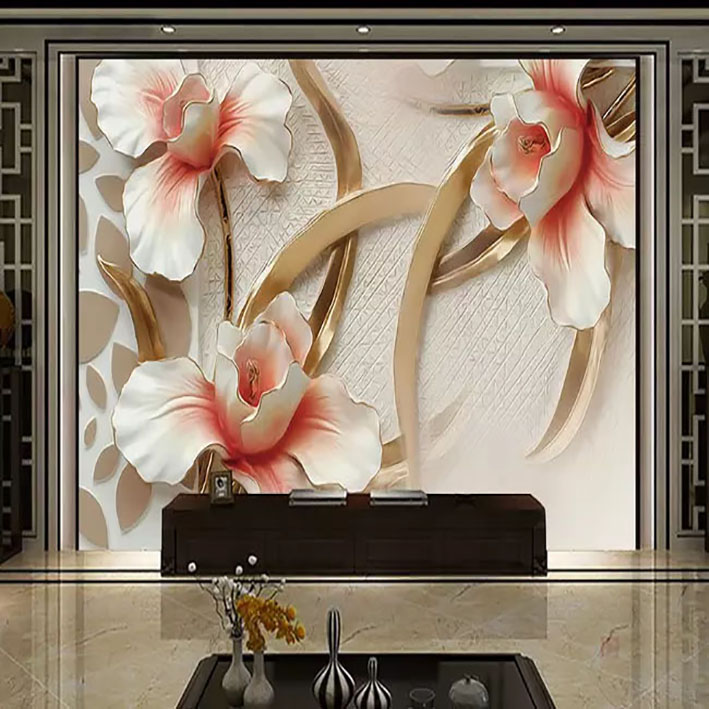 پوستر دیواری سه بعدی مدل گل گچی DRVF1018