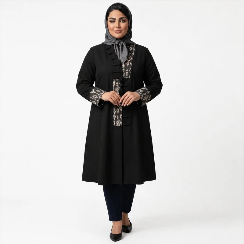  مانتو مجلسی زیر زانو زنانه تیتی مدل باتیک