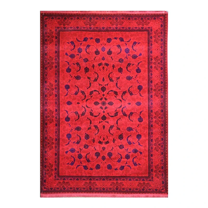 فرش ماشینی 700 شانه فرش هیوا زمینه لاکی حاشیه لاکی مدل افشان مانا کلکسیون هرمز کد 6610 