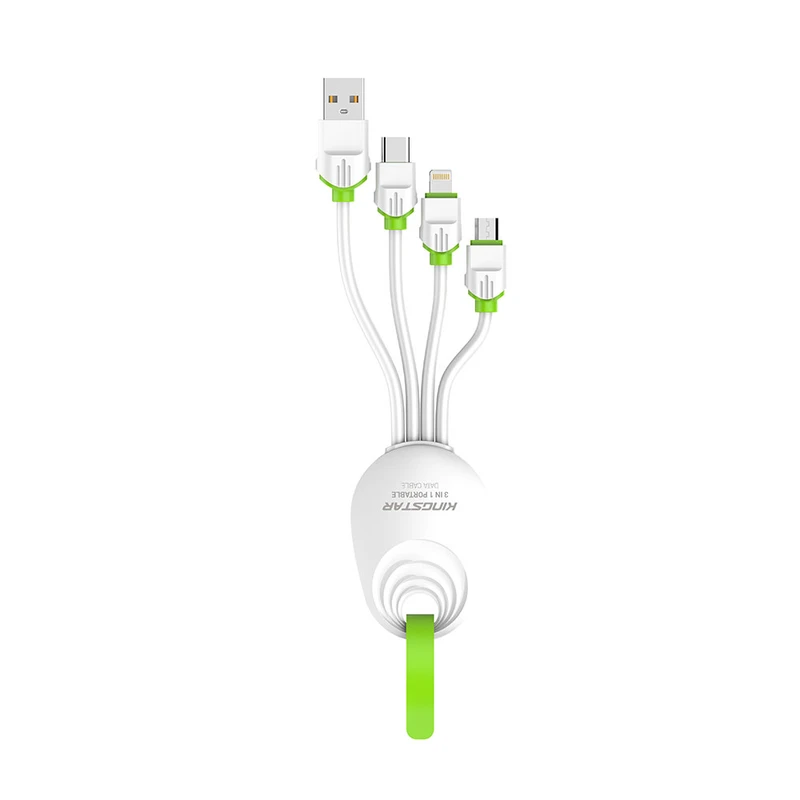 کابل تبدیل USB به USB-C/MicroUSB/لایتنینگ کینگ استار مدل K305 طول 0.15 متر