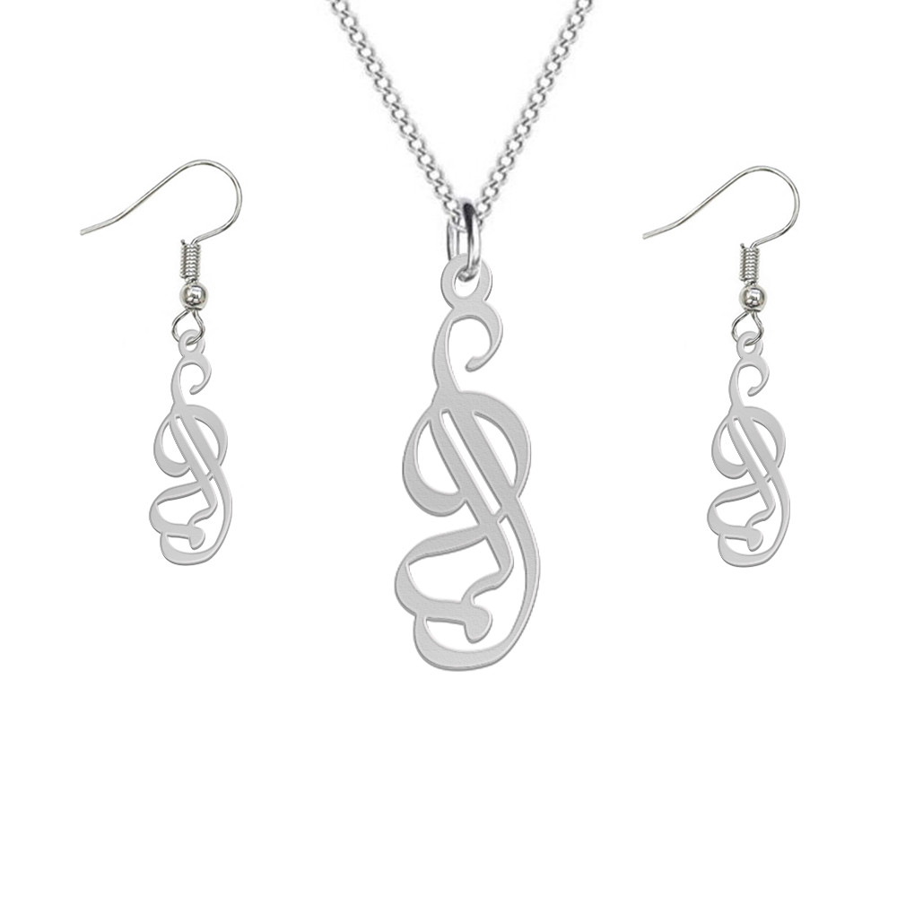 نیم ست نقره زنانه لیردا مدل اسم الما