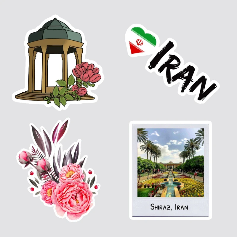 استیکر لپ تاپ پیکسل میکسل مدل ایران شیراز مجموعه 4 عددی