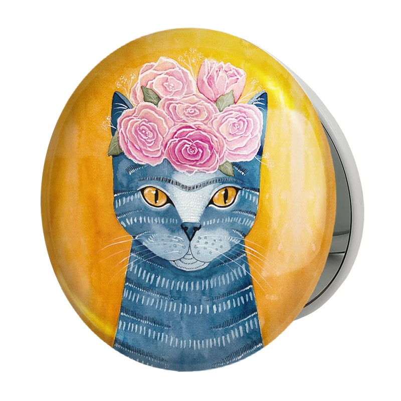 آینه جیبی خندالو طرح گربه مدل تاشو کد 5180 