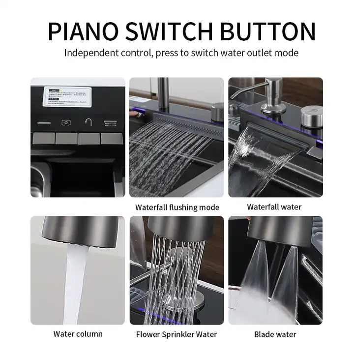 سینک ظرفشویی استیل مدل پیانویی اسمارت توکار