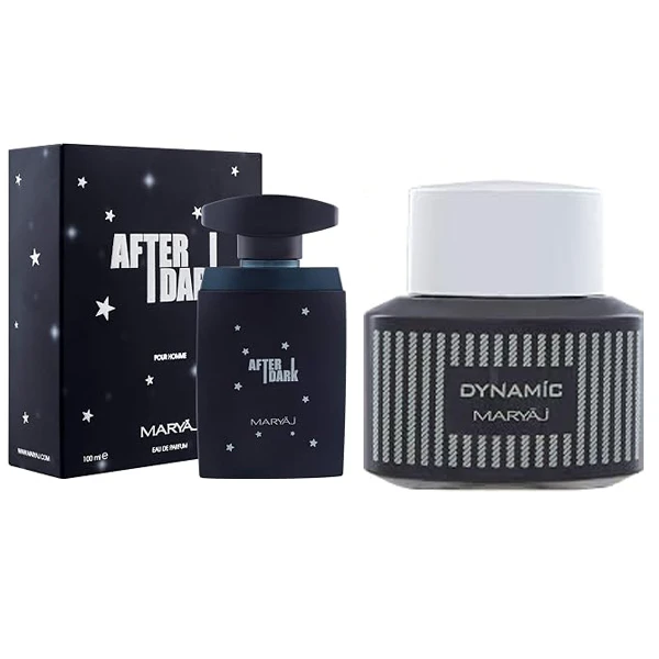 ست ادو پرفیوم مردانه ماریاژ مدل After Dark با رایحه تلخ حجم 100 میلی لیتر و ادو پرفیوم مردانه ماریاژ مدل Daynamic با رایحه تلخ حجم 100 میلی لیتر
