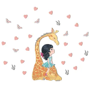 استیکر چوبی کودک ژیوار مدل دختر و زرافه کد 1227