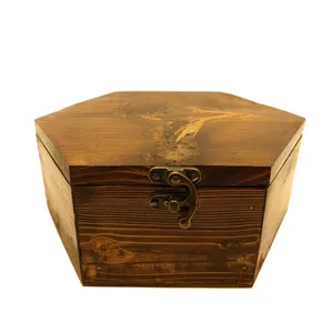 جعبه هدیه چوبی طرح شش ضلعی