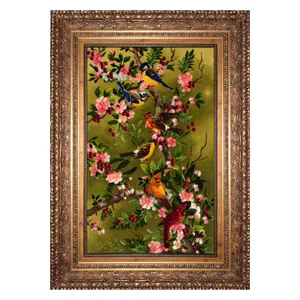 تابلو فرش دستباف مدل گل و پرنده بافت تبریز کد 1859