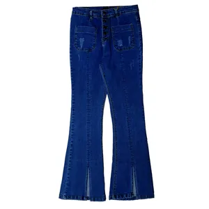 شلوار جین زنانه مدل بوت کات کد 17001 رنگ آبی تیره