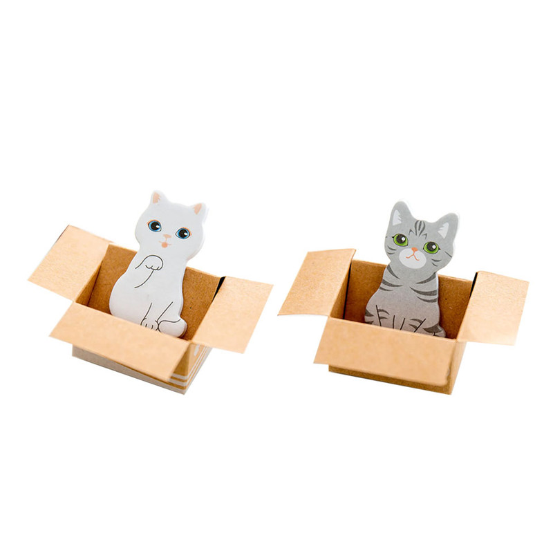 کاغذ یادداشت چسب دار مدل گربه جعبه ای کد 02 مجموعه 2 عددی