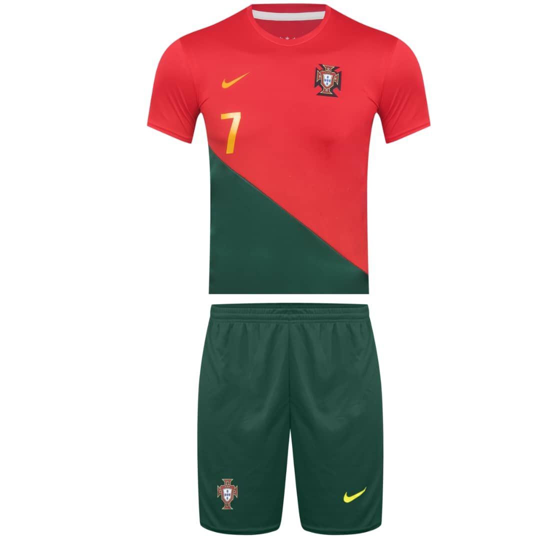 ست پیراهن و شورت ورزشی طرح تیم ملی پرتغال مدل رونالدو 2022 -  - 1