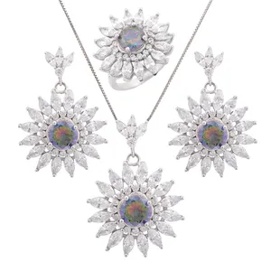 نیم ست نقره زنانه مدل گل کد M3089