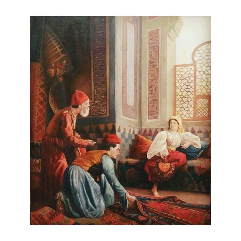 تابلو نقاشی رنگ روغن مدل شیخ فرش فروش کد 423