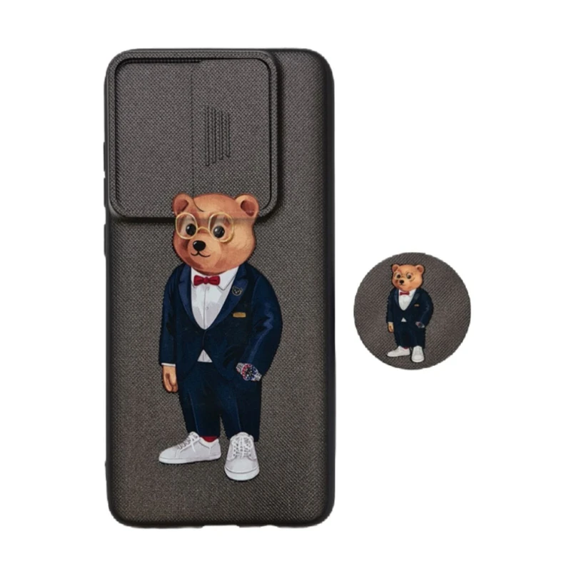 کاور طرح خرس کد 863 مناسب برای گوشی موبایل شیائومی Redmi Note 8 Pro به همراه پاپ سوکت